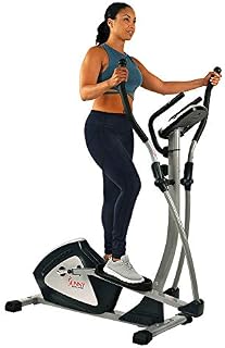 Sunny Health & Fitness Magnetic Elliptical Trainer Machine w/ Device Holder, LCD Monitor