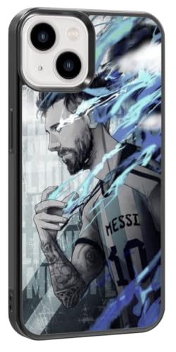 EZB Messi Themed Compatible with iPhone Case | Flexible Shock Absorbant Cool Football Themed Phone Cover | Lionel Messi (iPhone 14) Blue
