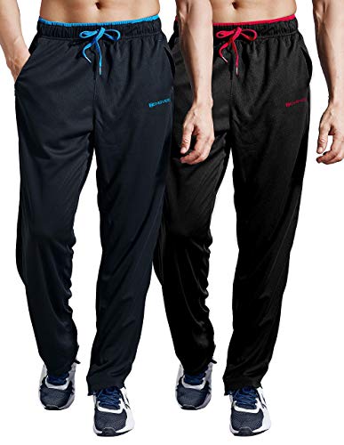 Zengvee Athletic Men's Pockets 3 Pack Open Bottom Light Weight Jersey Sweatpant With Zipper Pockets For Workout, Gym, Running, Training #TOP1