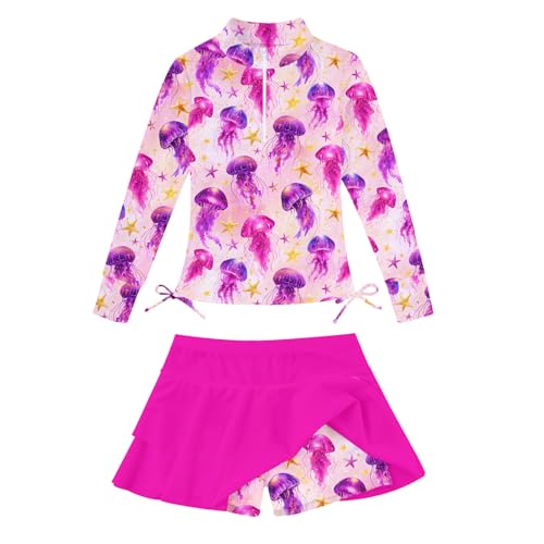 Image of Vogseek 3-12T Girls Swimsuit Long Sleeve Rashguard Bathing Suits Swim Set