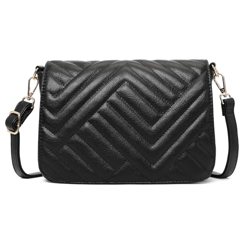 SENDEFN Quilted Leather Crossbody Bags for Women Ladies Shoulder Purse Satchel HandBag with Chain Trendy Strap
