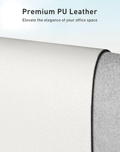 Image of Aothia Faux Leather Desk Mat - Large Mouse Pad, Non-Slip PU Leather Blotter, Waterproof Writing Surface for Office and Home (Off-White, 40 inch x 24 inch)