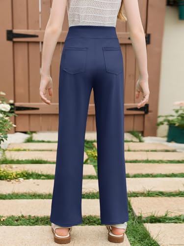 Haloumoning Girls Flare Leggings Kids Casual High Waisted Stretchy Wide Leg Pants Bell Bottoms 5-14 Years3