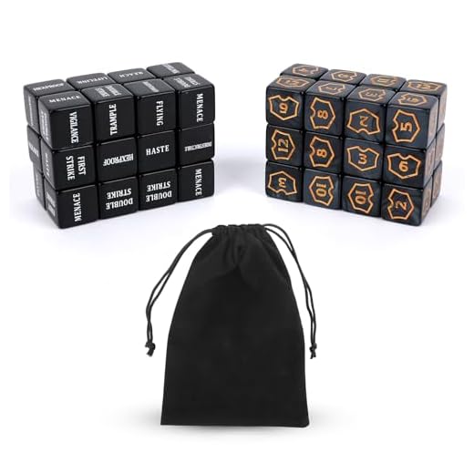 BOXOB 48stk Fähigkeiten-Schlüsselwort-Zählerwürfel-Set, Acryl mit Buff-Token für Kreaturenstatistiken D6-Würfel mit Samtbeutel für MTG TCG-Kartenspiele Tabletop-Gaming-Zubehör