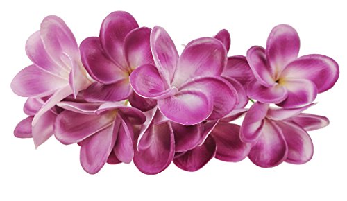 Winterworm Bunch of 10 PU Real Touch Lifelike Artificial Plumeria Frangipani Flower Bouquets Wedding Home Party Decoration (Dark Purple)