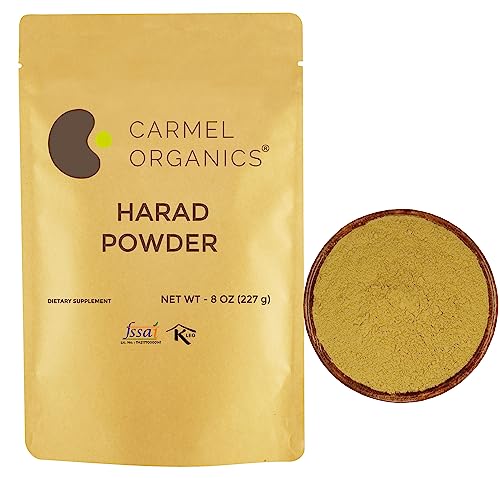 CARMEL ORGANICS Harad/Haritaki Fruit Powder 8 Ounce or 0.5 Lb/227 Grams(Pack of 1) | Natural | No Added Preservative | Non-GMO | Terminalia Chebula Powder
