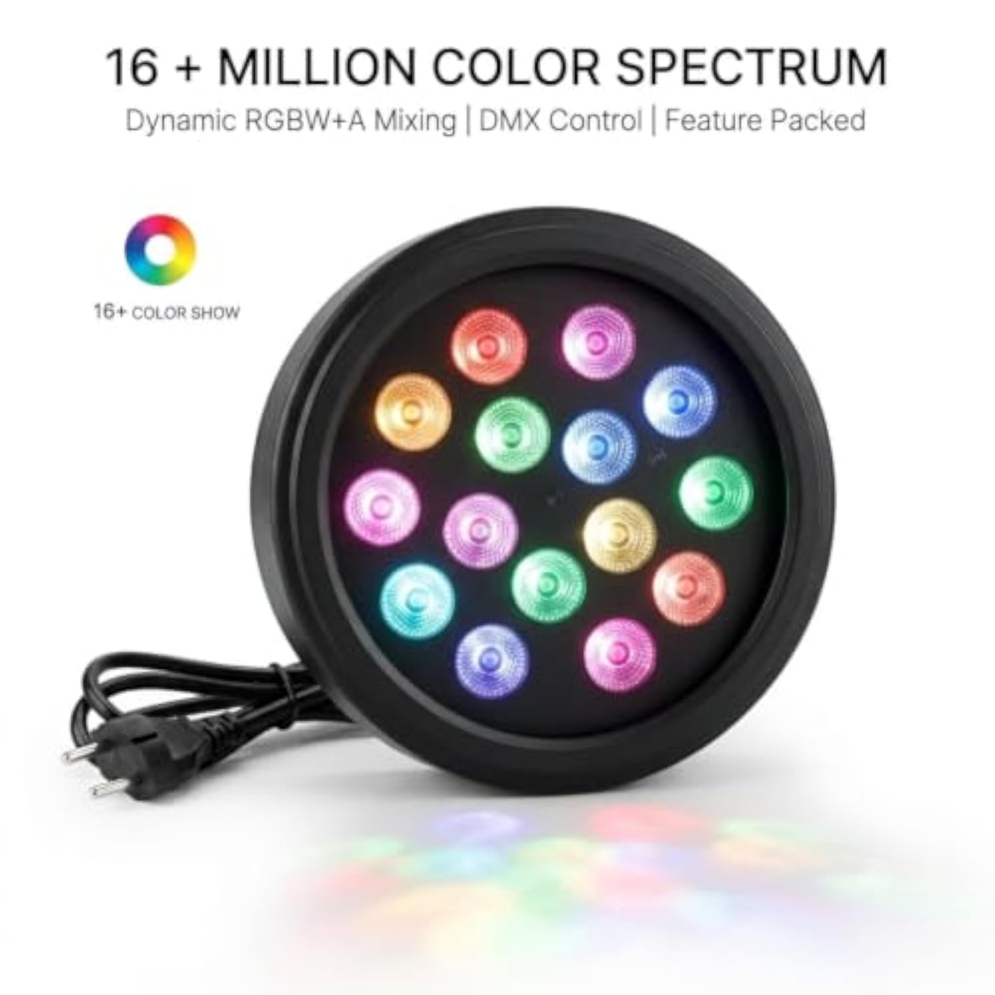 16 LED RGBW+A Dynamic Stage Light with 16+ Spectrum & Focus Lens