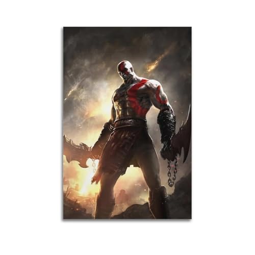 IIWERUW Póster de God of War 1 para pared, lienzo estético, póster vintage de música y películas, pintura decorativa para sala de estar, dormitorio, 30 x 45 cm, estilo sin marco
