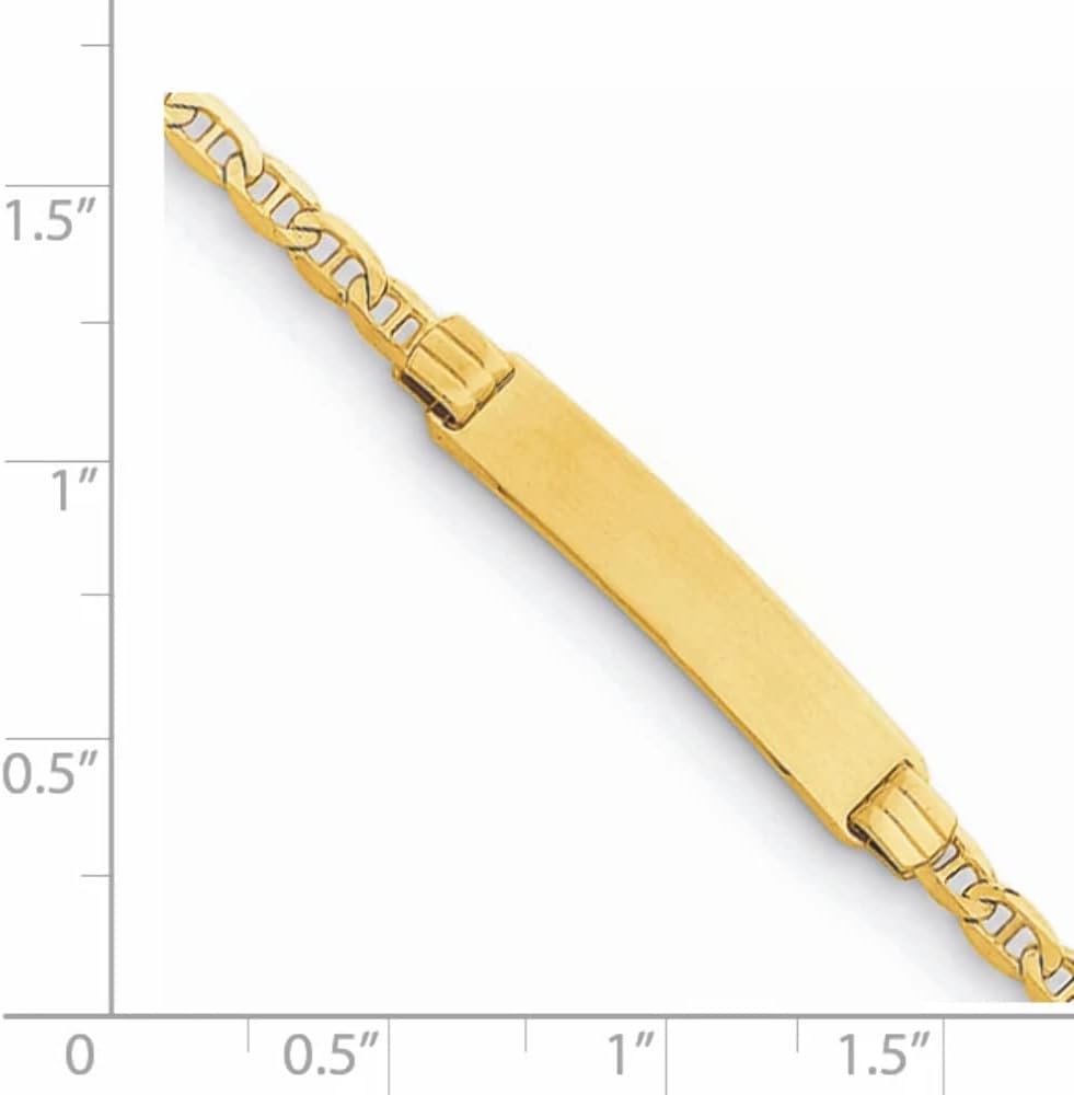 14k Solid Gold 6 Anchor Link Child ID Bracelet