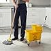 PLASTIC PRINCE Mop Bucket with New Reinforced Metal Wringer on Wheels Small 5 Gallon Dual Chamber Industrial Mop Bucket with Reinforced Metal Wringer Separate Dirty Water 20 Quart Yellow