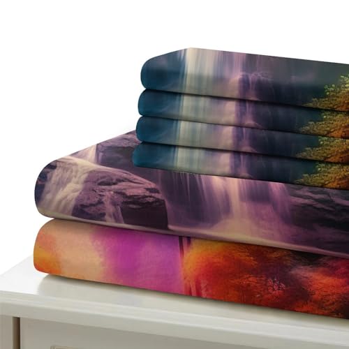 Parure de lit 3D cascade anti-transpiring en microfibre douce 200x200cm