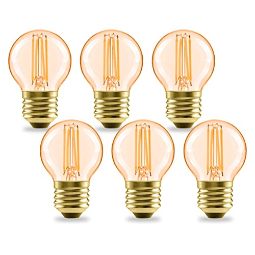 LVWIT 4W Vintage SES E27 LED Golf Filament Bulb,Antique Edison E27 Globe Light Bulbs,35W Equivalent,410LM,2400K Warm White Golf Ball,45 * 77MM,220-240V,Non-Dimmable (6PCS)