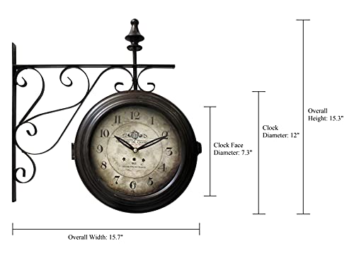 Yosemite Home Decor Double Sided Iron Wall Clock, Multicolor - Image 6