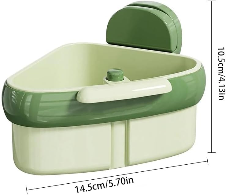 Suction Cup Kitchen Sink Strainer, Triangle Sink Drain Filter Basket & Food Scrap Catcher, Space-Saving Corner Sink Organizer with Efficient Drainage to Prevent Clog, Easy Clean (Green)