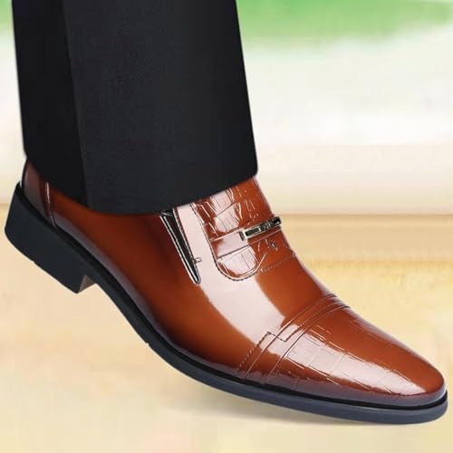 Men's Leather Slip-On Dress Shoes Gradient Color Pointed Toe Formal Business Casual Wedding Anti-Slip Loafers3