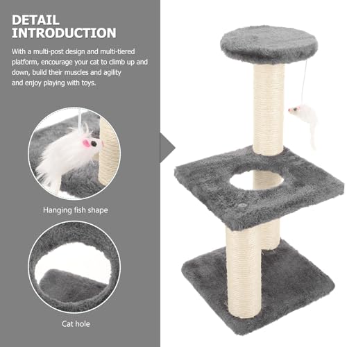 Rascador vertical para gato con poste de sisal resistente miniatura 3