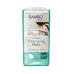 Bambo Nature Baby Diaper Changing Mat - Disposable Mats, Extra Soft for Comfort, Ultra-Absorbent, Leakage Protection, Skin Friendly, Thick Breathable Material, Absorb Up to 1300ml (60cm x 60cm) 10 Count