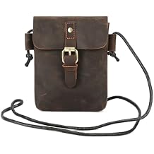 NIUCUNZH Leather Mini Men Purses Small Crossbody Bags Cell Phone Pouch Vintage Slim Wallet Purses Shoulder Black