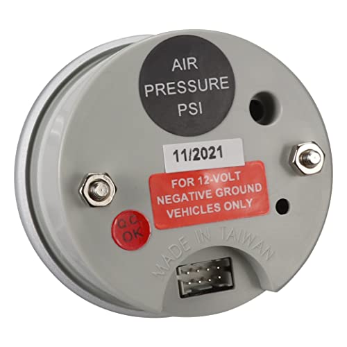 Motor Meter Racing Electronic Dual Digital 220 Psi Air Pressure Gauge Kit With Red Led - Smoke Lens - Aluminum Bezel - Include Sensors - For Air Bag & Air Ride Suspension System - 2-1/16" 52Mm #TOP3