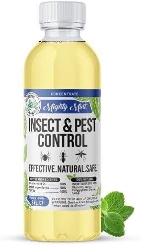 Mighty Mint Insect & Pest Control Peppermint Concentrate 8 oz - Makes 1 Gallon - Natural Formula Kills and Prevents Spiders, Ants, Flying Insects, and More