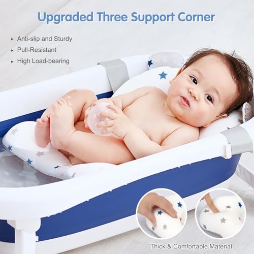 Image of Colorlife Baby Bath Seat Support Net Infant Bathing Seat Support Mat, Adjustable Comfortable Non-Slip Three-Pointed Baby Shower Net Bathtub Sit Up Mesh for Newborn 0-12 Months-Star(No Bathtub)