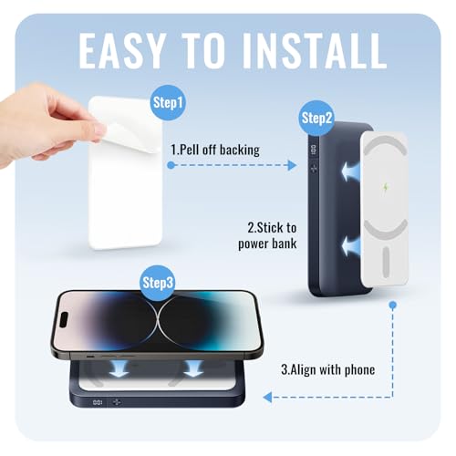 Imán para power bank rectangular y kit de conversión MagSafe para funda de iPhone 16 y 15 2