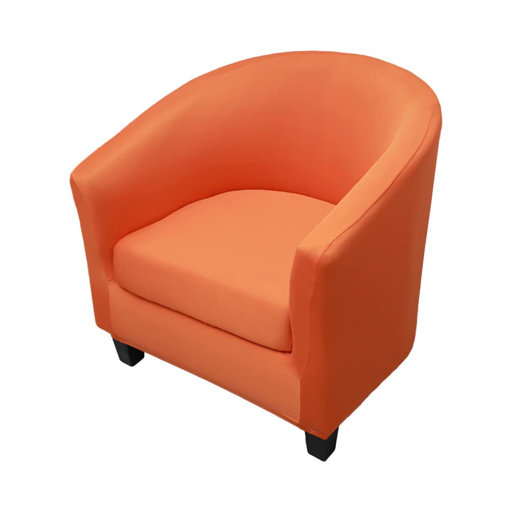 Highdi Stretch Tub Chair Slipcover 2 Pieces Club Sofa Cover for Armchair, Dust Proof Removable Washable Furniture Protector Cover Couch Covers for Cafe Living Room (Solid color orange)