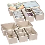 Stowetry Clothes Drawer Organisers,12 Pack Drawer Organiser,Fabric Clothes Storage Organiser,Foldable Drawer Dividers for Bedroom Underwear Organiser,Shirt,Socks (Beige 12 Pack)