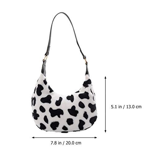 SOIMISS Moda Adorável Vaca Estampada Axila Bolsa de Pelúcia Fofa Moderna Bolsa de Ombro Crossbody Bo
