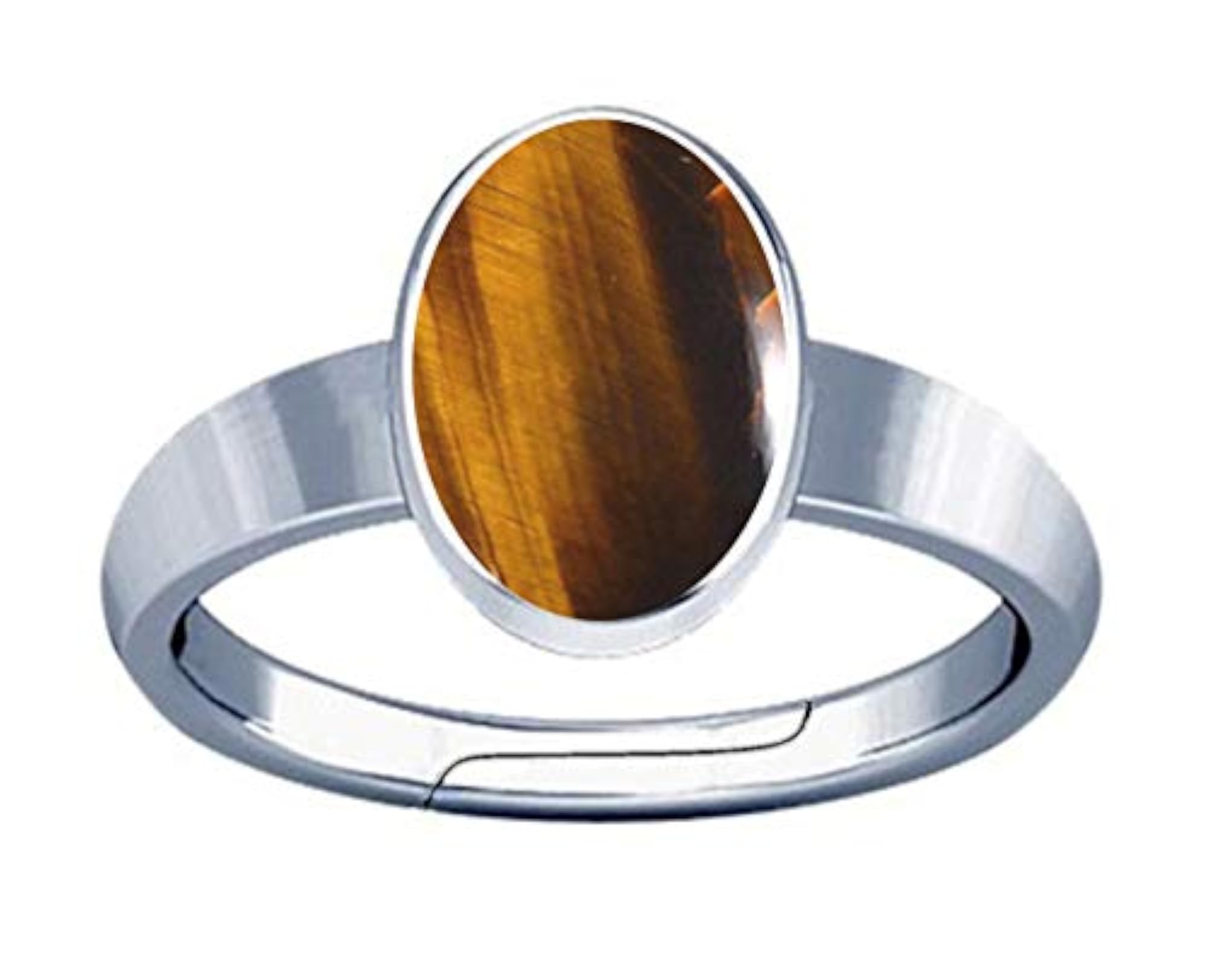 6.25-6.50 Ratti Tiger's Eye Silver Adjustable Ring, Unisex