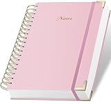 ALKALO Spiral Notebook Journal, 328 Pages Linen Hardcover College Ruled Notebook, Lined Thick Journals for Women Men, A5 Thick Spiral Journal for Writing, 100GSM Paper, Cute Notebooks for Work School