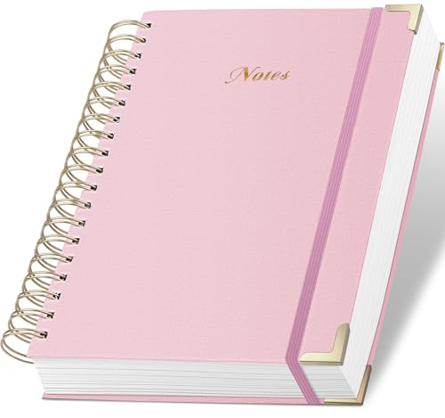 ALKALO Spiral Notebook Journal, 328 Pages Linen Hardcover College Ruled Notebook, Lined Thick Journals for Women Men, A5 Thick Spiral Journal for Writing, 100GSM Paper, Cute Notebooks for Work School