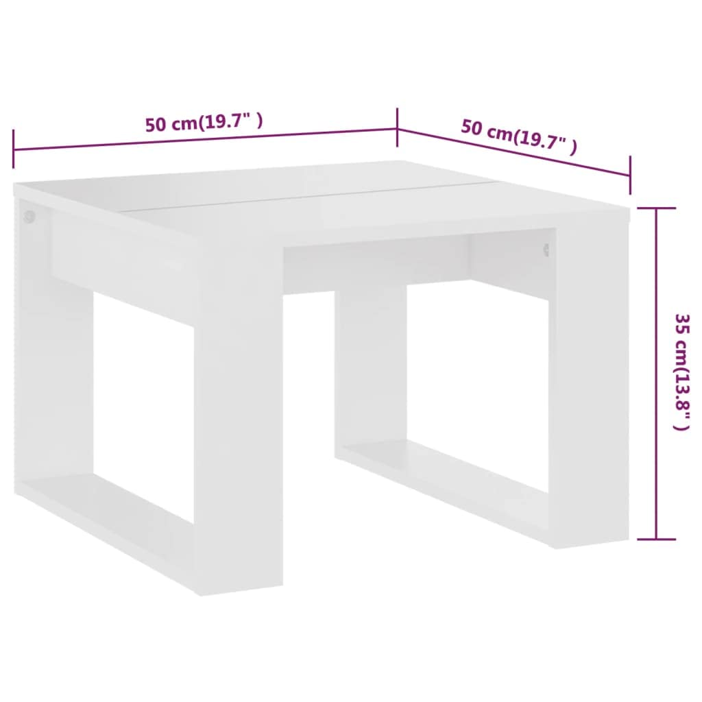 vidaXL Tavolino Bianco 50x30x50 cm in Legno Multistrato