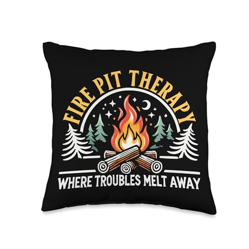Firepit Outdoor Camp Fire Pit Camping Campfire Throw Pillow