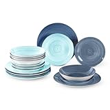 servizio piatti 62 pezzi ✅ DESIGN MODERNO A SPIRALE CON FINITURA SMALTATA: Elegante decoro a cerchi concentrici con superfici lucide che valorizzano la tavola e donano uno stile contemporaneo, perfetto sia per l’uso quotidiano che per occasioni speciali.