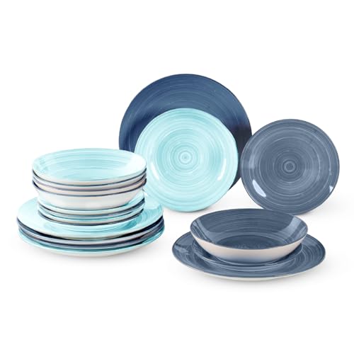 Set 18 Piatti, 6 Coperti Completi in Porcellana - Servizio