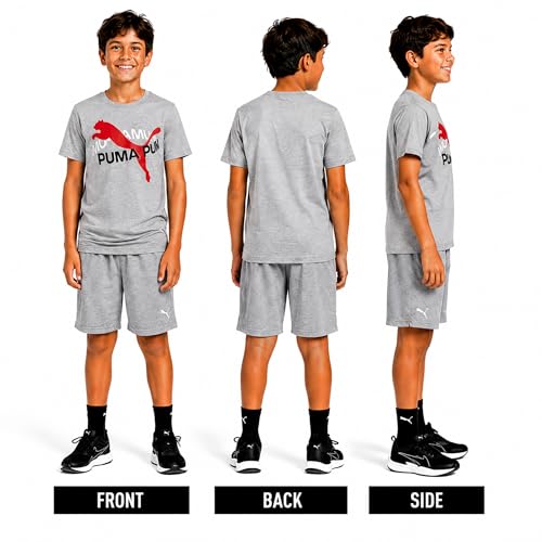 Image of PUMA Boys T-Shirts Athletic Crewneck Short Sleeve Tees (Sizes S-XL) | Soft Breathable Cotton Blend, Comfortable Casual Fit, Great for School, Play & Everyday Wear
