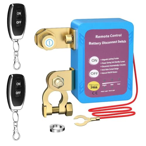 Wireless Remote Control Car Isolator Switch 12V 240A Battery Disconnect For Engine up to 4.0L Energy-Saving Anti-Theft Isolator with 2 Remotes for Car RV ATV Truck Camper Boat