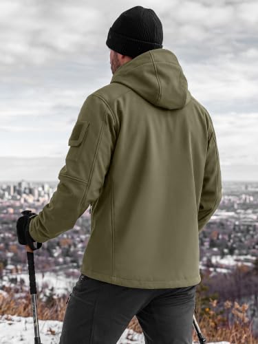 Image of FREE SOLDIER Men's Waterproof Softshell Jacket Fleece Lined Outdoor Jacket Tactical Military Hoodie Windbreaker