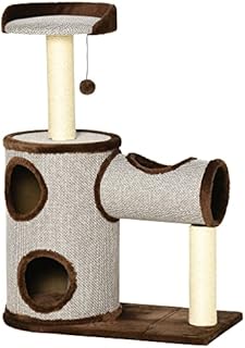 PawHut Cat Tree Tower Indoor Cats Climbing Activity Centre Kitten Furniture w/ Cat House, Bed, Scratching Post, Hanging Toy, Brown