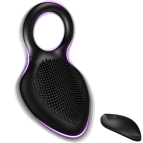 Vibrating Cock Ring Rechargable Silicone Stretchy Penis Rings with 10 Intense Vibration Modes for Men Couples Pleasure Male Erection Enhancing and Female Clit Vibrators (Remote Control)