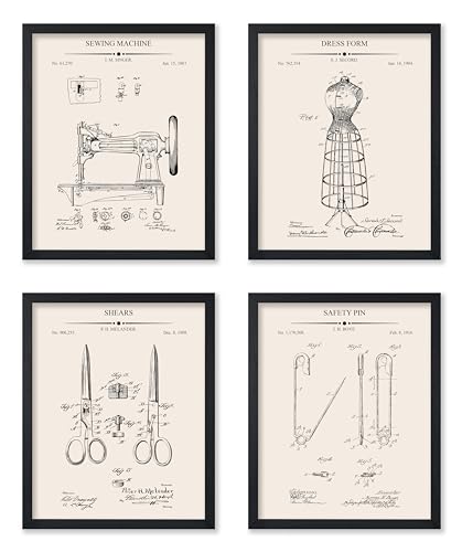 Poster Master 4-Piece Sewing Blueprint - Machine Patent Print, Dress