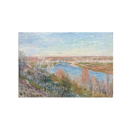 Impression sur Toile Impressionnisme de Paysage de Village au Coucher du Soleil 60x90cm