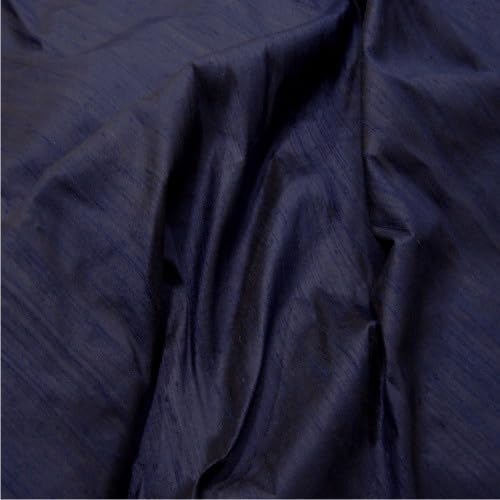 Silk Dupion Fabric, 100% Silk Yarn, 112cm Wide, Luxurious Slub Texture, for Fashion and Soft Furnishings, Multiple Colours (Deep Navy (47), Sample (15 cm x 15cm))