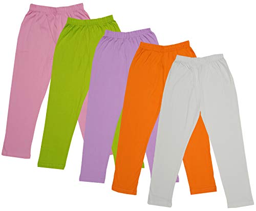 Image of IndiWeaves Girl's Regular Fit Cotton Capri Pants (71800-195196197198200-IW-P5-26 Cream, Orange, Purple, Green, Light Purple 6 Years-7 Years)