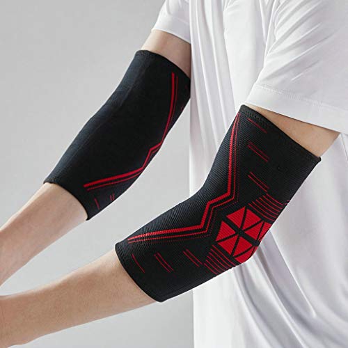 HIONJIN 1 Pair Elbow Support Brace Guard Elastic Sport Safety Arm Sleeve Warmer Pad Basketball Volleyball Sleeves Pads Protector(L)