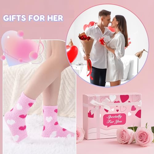Niofind Kuschelsocken Damen, 6 Paar Winter Warme Flauschige Socken Dicke Weiche Thermo Haussocken Bettsocken wie Weihnachtsgeschenke für Frauen, 36-42 Pink