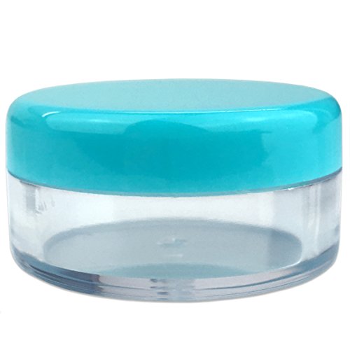 Beauticom (Quantity: 25 Pieces) 5G/5Ml Round Clear Jars With Teal Sky Blue Lids For Lotion, Creams, Toners, Lip Balms, Makeup Samples #TOP4