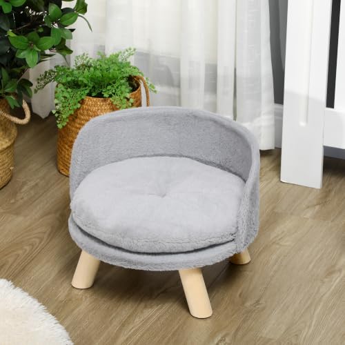 PawHut Katzensofa mit Kissen Miniaturhunde 40,5 x 40,5 x 33 cm Grau