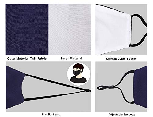 Allsense Unisex Premium Quality Protective Durable Reusable Breathable Comfortable Fashion Face Scarf Mask Covering Cotton Navy 1Pk #TOP3